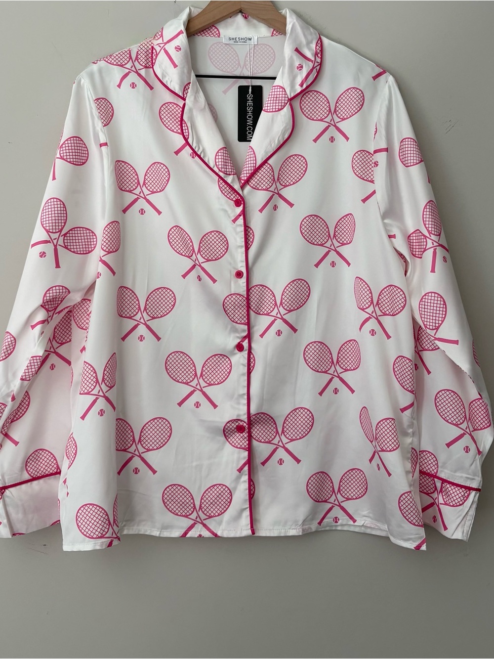 Sheshow Tennis Racket Print Pajama Set - Picture 2 of 13